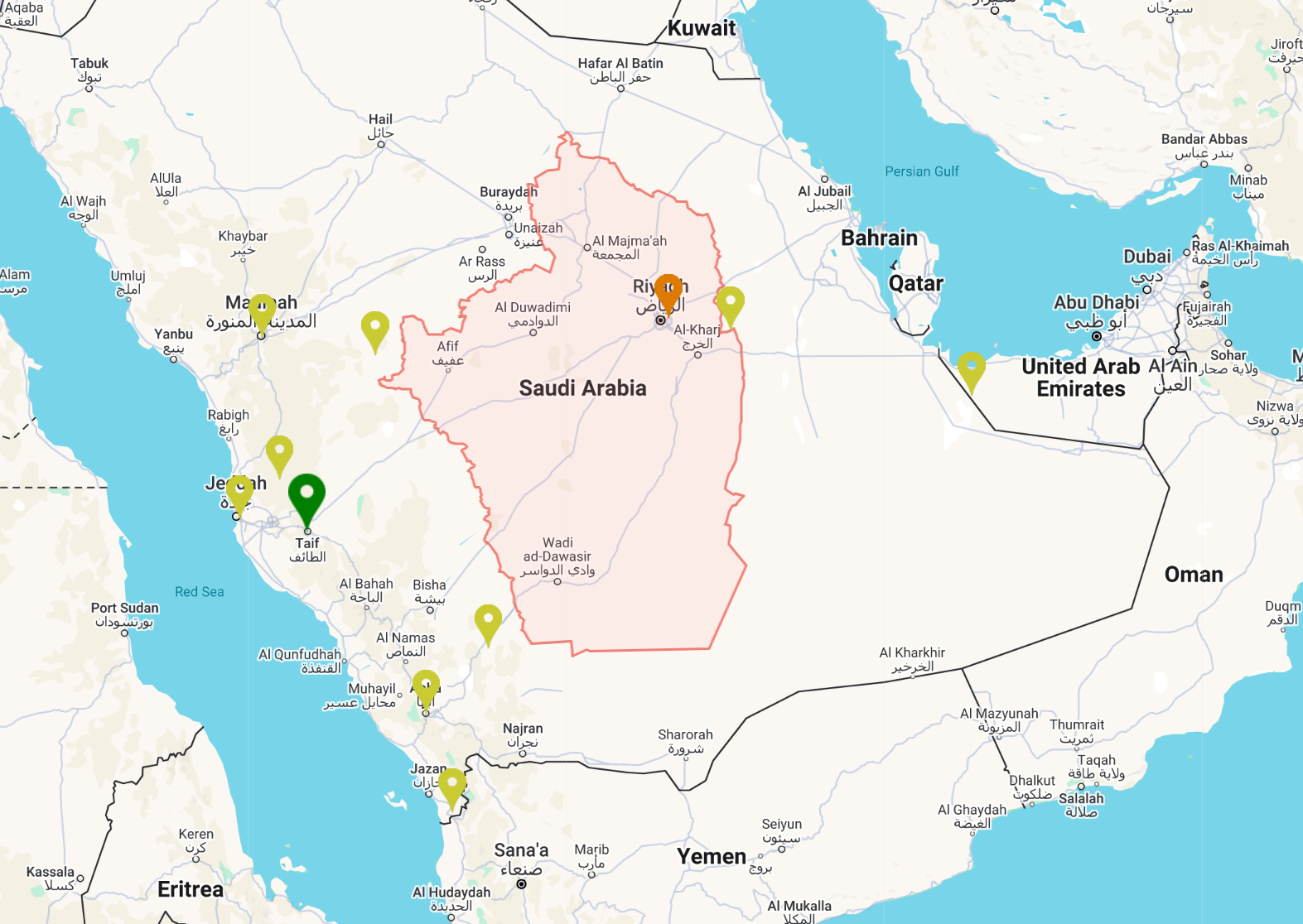 Saudi Arabia Data Circuits Map